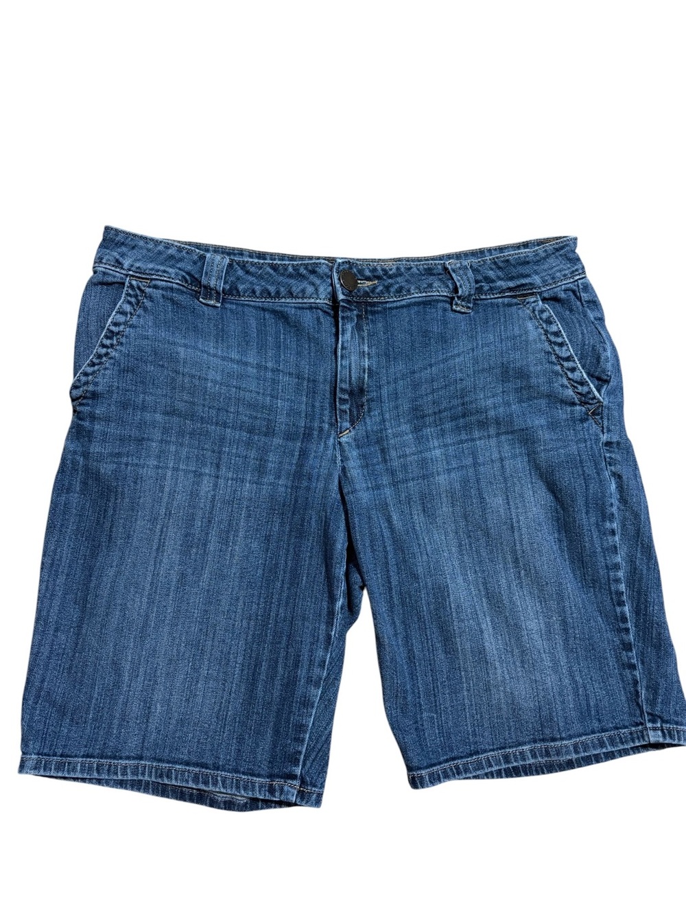 Liz Claiborne Blue Denim Bermuda Shorts Classic Fit 14 Preppy High Rise Stretch